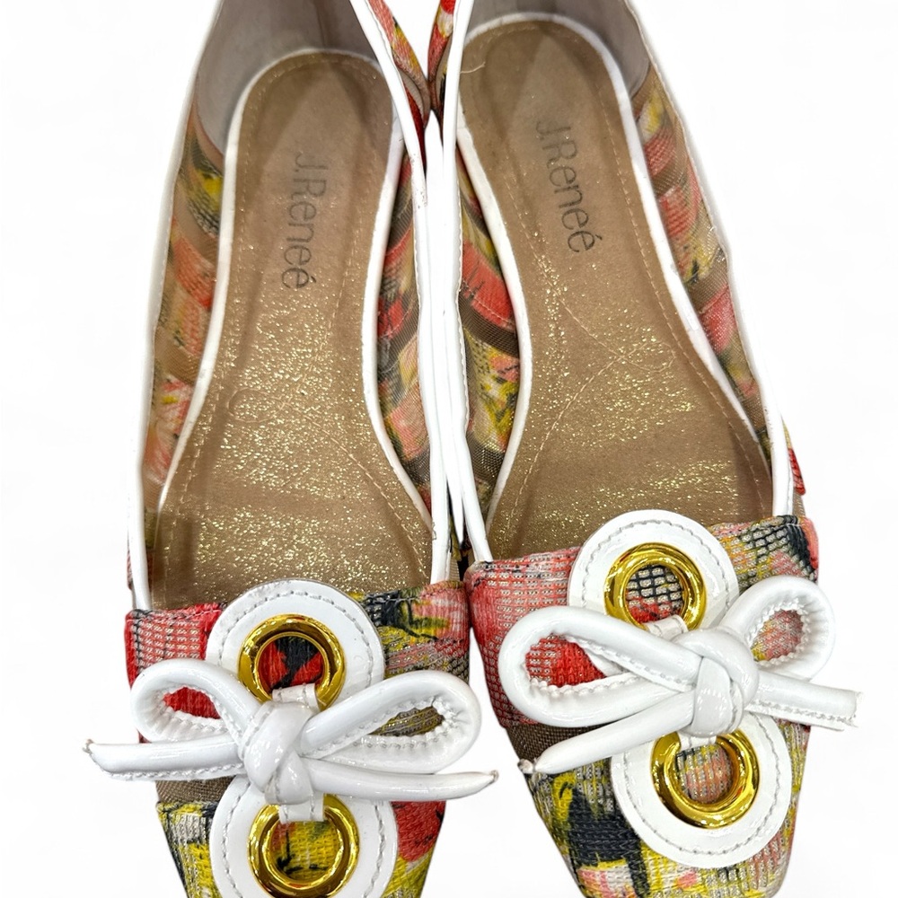 J.Renee Multicolor Flats with White and Gold Accents
